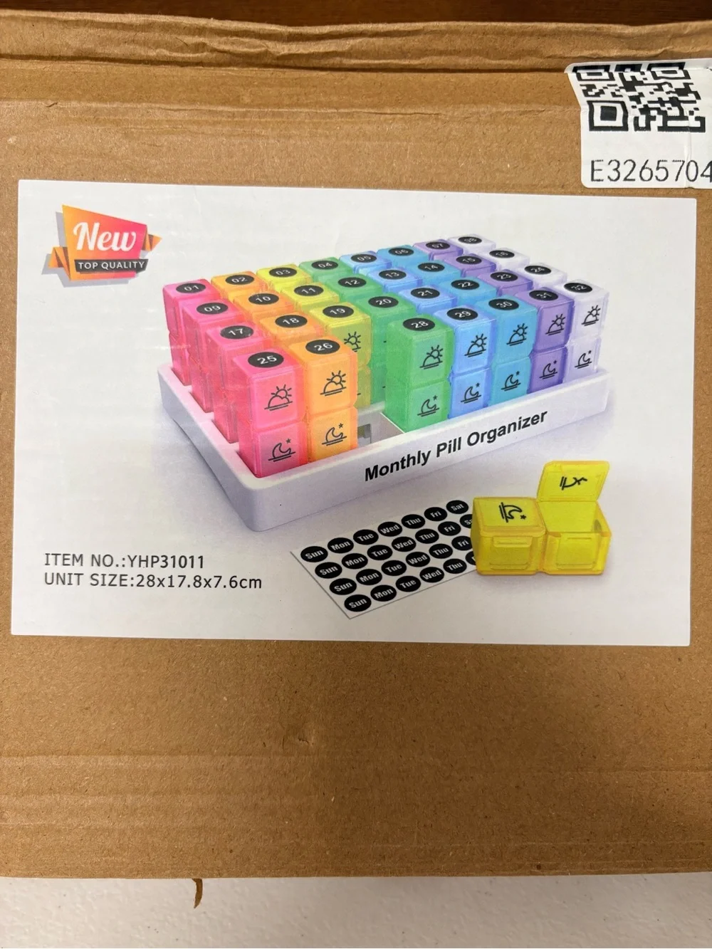 Monthly 31-Day Pill Organizer Morning and Evening Compartments - Rainbow